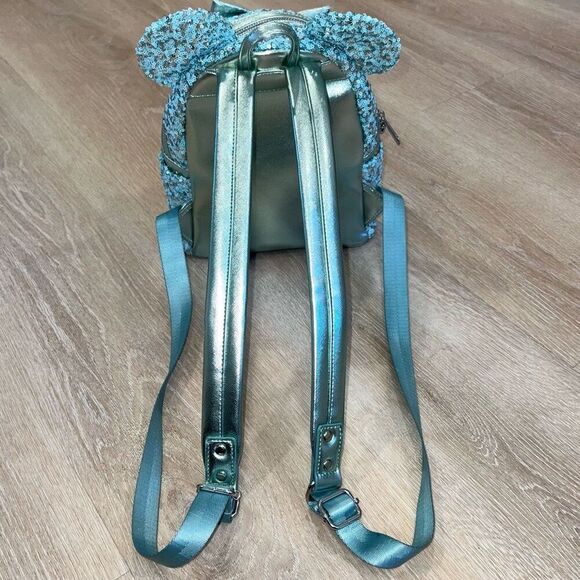 Loungefly Disney Parks Arendelle Aqua Frozen Minnie Ears Backpack Rare Retired - Picture 15 of 16